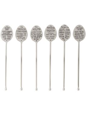 NEW Shiraleah Stamped Cocktail Recipe Stirrer Set